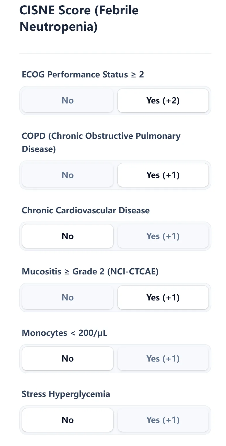 CISNE calculator input form interface